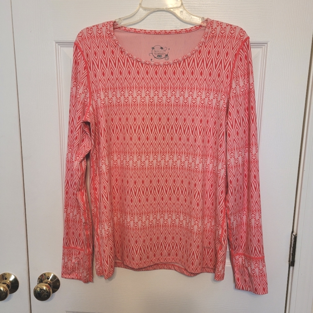 Women's Terramar Base Layer Shirt Coral Geometric Size XL
